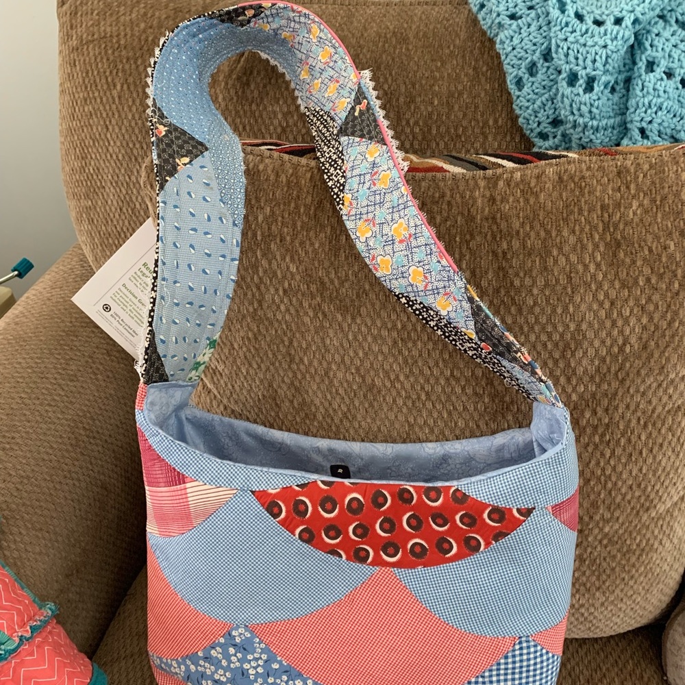 Handmade with a vintage quilt top purse
